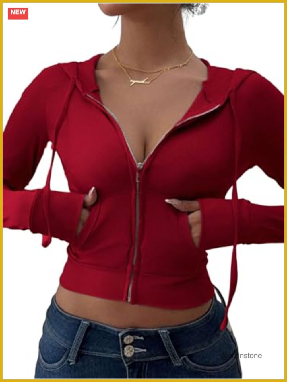 Women's Y2k Cropped Zip Up Hoodie Ribbed Knit Slim Fit Sweatshirt with Pockets